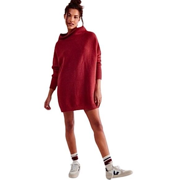 Free People Ottoman Slouchy Sweater Tunic Sweater Dress burgundy/wine Small - Picture 13 of 16